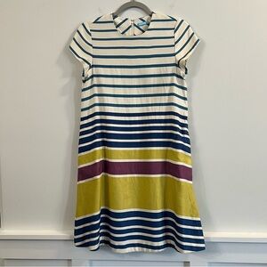 Women’s J. McLaughlin blue and green striped cap sleeve shift dress size small S